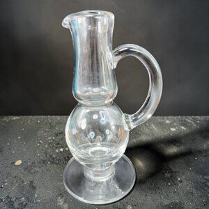 Vintage 1970s Clear Fine Crystal Glass Pitcher Jug Pitcher Heavy Glassware Decor